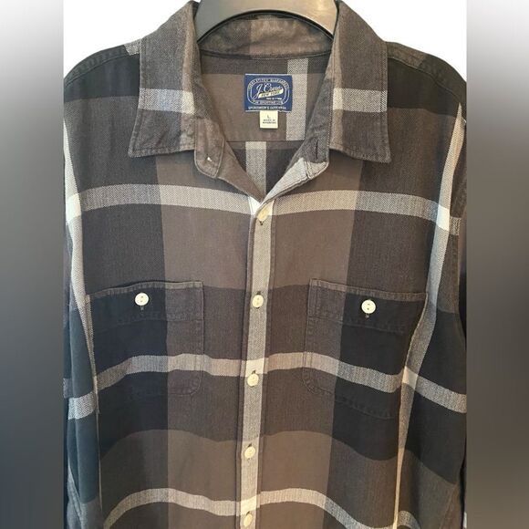 J. Crew New York Sz L Gray Plaid Classic Button-Up Collar Flannel Shirt - Picture 3 of 5